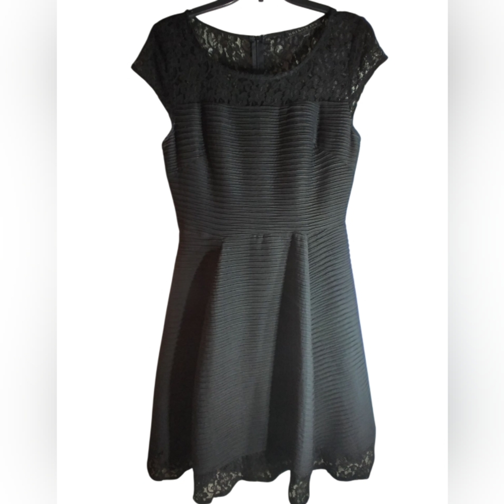 Brixton Ivy Black Womens Lace Trimmed Dress Size Medium Flared Whimsigoth Travel